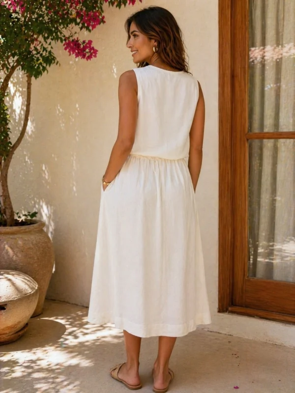 Off White Fluid Midi Skirt Set