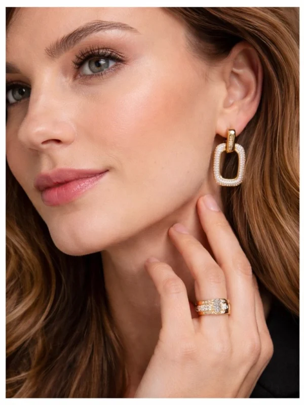 Small Pave Square Earrings