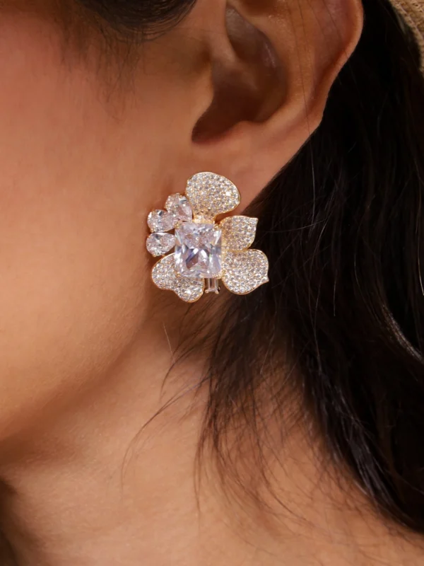 Pave Flower Earrings