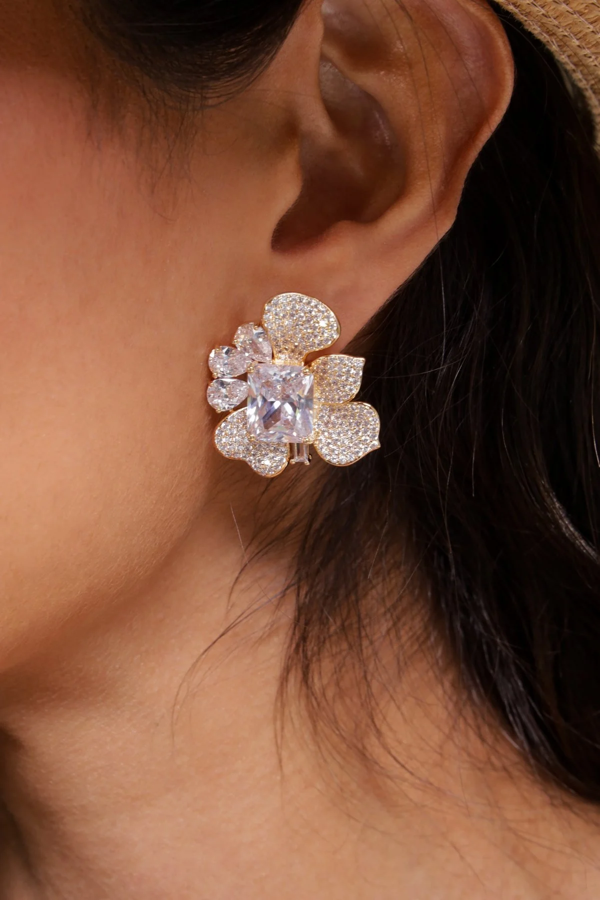 Pave Flower Earrings