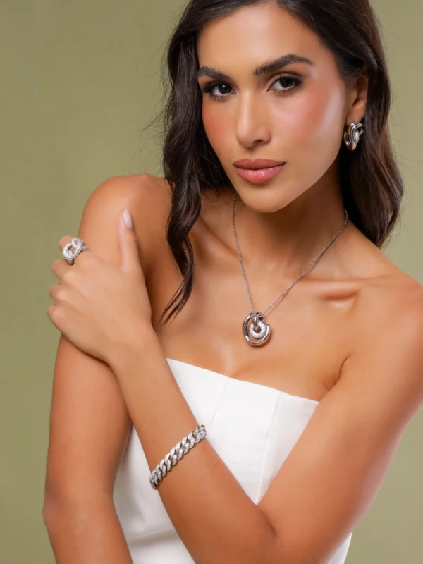 Twisted Pave Necklace and Earring Set