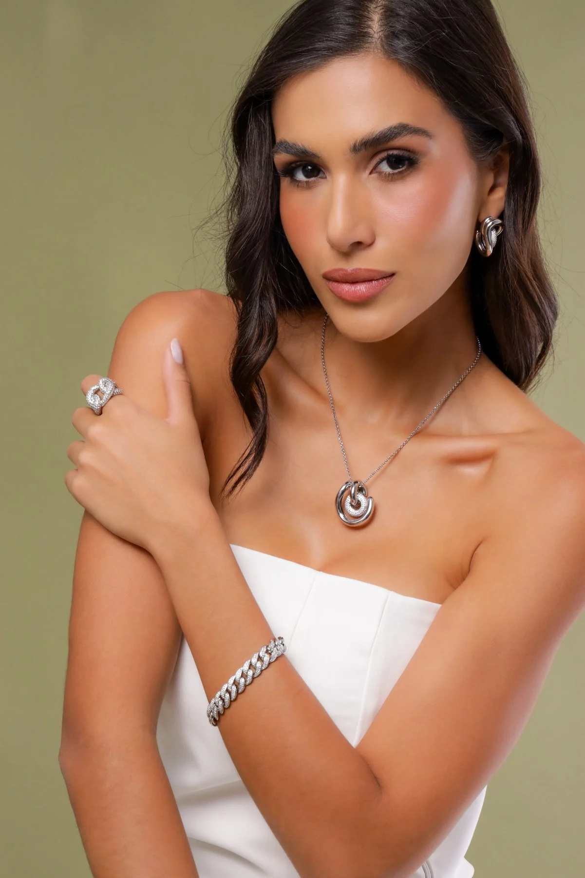 Twisted Pave Necklace and Earring Set