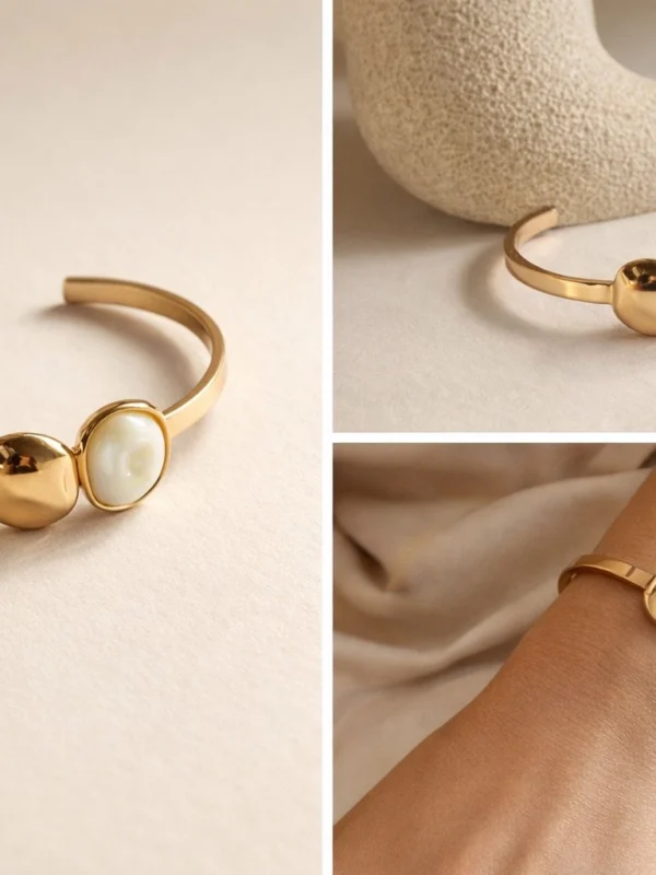 Organic Plate Pearl Cuff