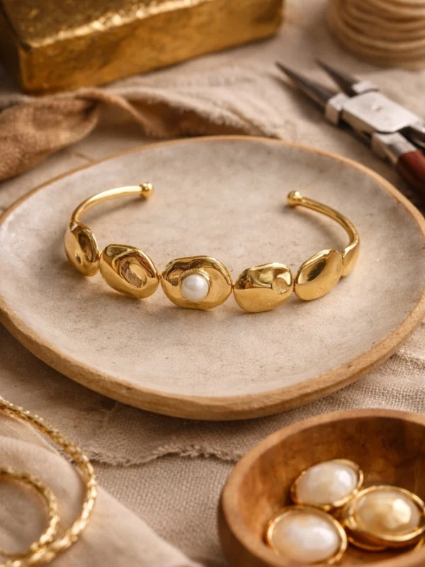 Delicate Organic Pearl Cuff