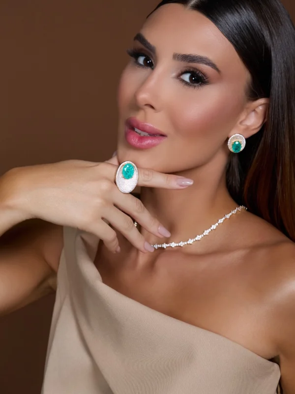 Oval Tourmaline Ring and Earring Set