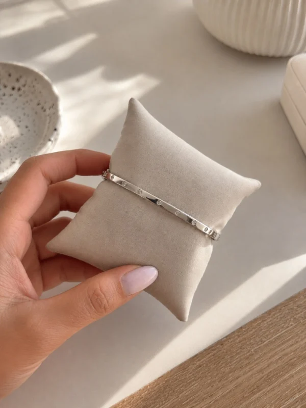 Minimal Pave Bracelet in White Rhodium