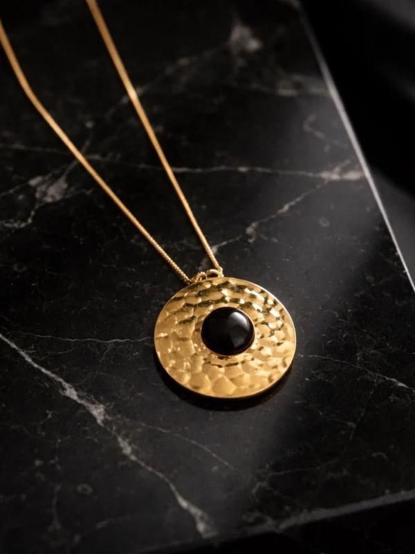 Necklace with Black Enamel Pendant