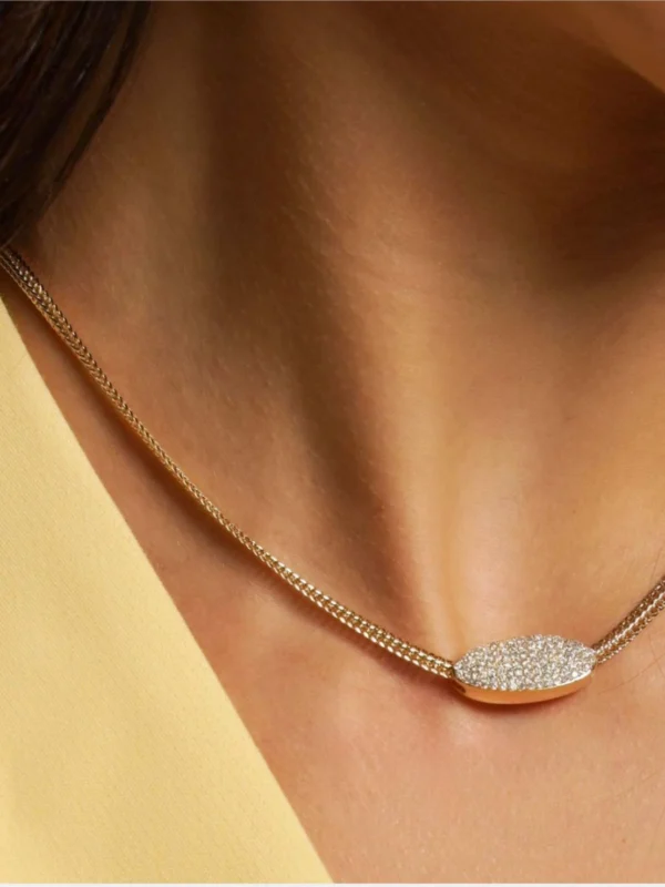 Lumiere Gold Necklace with Double Chain and Zirconia